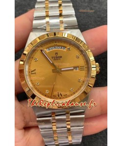 Montre Tudor Royal Edition - Réplique 1:1 dans un boîtier bicolore - Cadran or et diamants