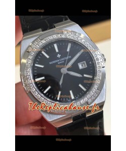 Vacheron Constantin Overseas Acier inoxydable 33MM Réplique Montre Suisse à Quartz Cadran noir 