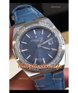 Vacheron Constantin Overseas en acier inoxydable 33MM Réplique Montre Suisse à Quartz Cadran bleu 