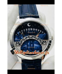 Van Cleef & Arpels Lady Arpels Pont des Amoureux en acier inoxydable Bracelet bleu marine