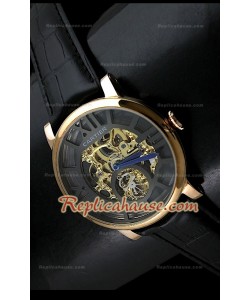 Mens Ronde De Cartier Montre Réplique avec Boîtier en Or - 43 mm