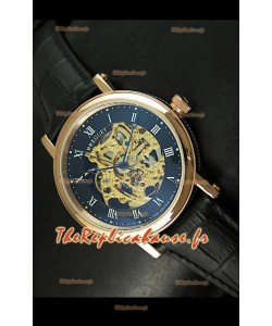 Montre Automatique Japonaise Breguet Classique avec Cadran Ajouré Doré - Chiffres des Heures Arabes
