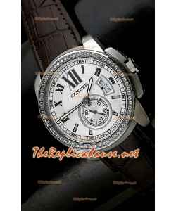 Calibre De Cartier Japonaise Montre De Replique en Blanc Cadran