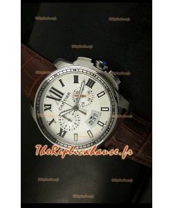 Calibre de Cartier Reproduction Montre Chronographe Japonaise en Acier