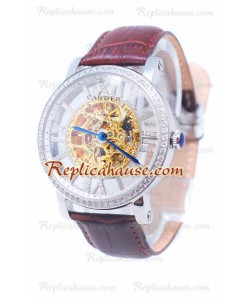 Cartier De Rotonde Skeleton Montre Diamond Bezel 