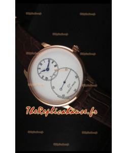 Montre avec boitier en or rose et émail ivoire Jaquet Droz Grande Seconde avec cadran blanc