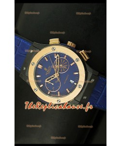 Réplique de montre Quartz japonaise Hublot Classic Fusion Chrono avec cadran bleu