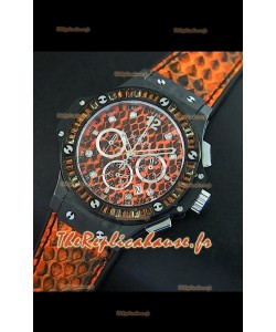 Montre pour femmes Hublot Big Bang 34mm avec mouvement Quartz - Cadran/Bracelet orange