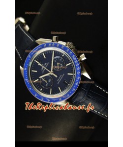 Réplique de montre coaxiale japonaise Omega Speedmaster Moon avec cadran bleu foncé