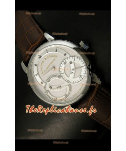 Alange Sohne Double Sous-Cadrans Montre Japonaise Bracelet Marron