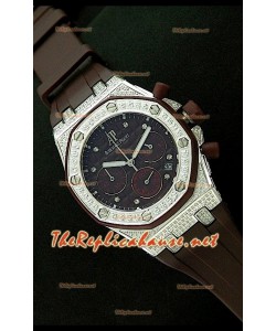 Audemars Piguet Royal Oak Femmes Chronograph Montre en Acier de Cadran Marron