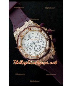 Audemars Piguet Royal Oak Femmes Chronograph Montre de Cadran Blanc en Or Rose