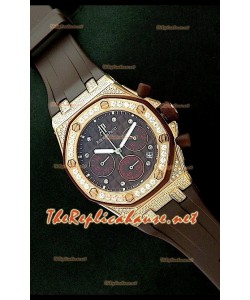 Audemars Piguet Royal Oak Femmes Chronograph Montre de Cadran Marron en Or Rose