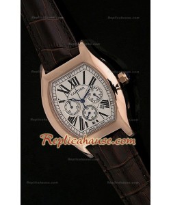 Cartier Tortue Chronograph Japanese Quartz Rose Gold Montre