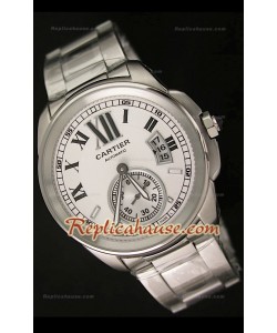 Calibre De Cartier Japanese Automatic Montre avec Cadran Blanc