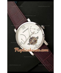 Cartier Tourbllon Japanese Replica Montre avec Cadran Blanc