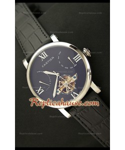 Cartier Tourbllon Japanese Replica Montre avec Cadran Noir