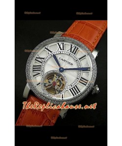 Cartier Calibre Japanese Tourbillon Montre Bracelet Marron Clair