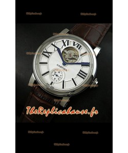 Ballon de Cartier Tourbillon volant Reproduction Montre Japonais - Bracelet Marron