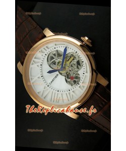 Rotonde De Cartier Cadran Love Reproduction Montre Japonaise - Boitier Or Jaune