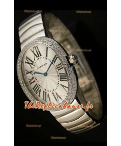 Cartier Baignoire Reproduction Montre Japonaise avec Lunette en Diamants