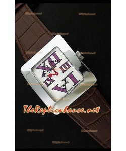 Franck Muller Infinity Femmes Replica Montre avec Cuir Noir - Chiffres Violets