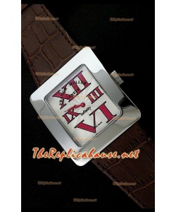 Franck Muller Infinity Femmes Replica Montre avec Cuir Noir - Chiffres Rouges
