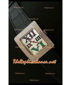 Franck Muller Infinity Femmes Replica Montre en Or Rose avec Boîtier de Diamants
