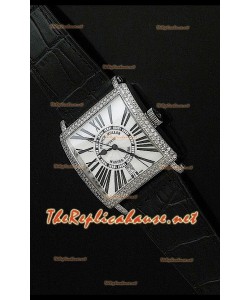 Franck Muller Master Square Montre avec Cadran Blanc Bracelet Noir