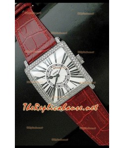 Franck Muller Master Square Montre avec Cadran Blanc Bracelet Brun Clair