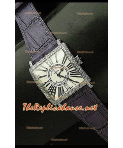 Franck Muller Master Square Montre avec Cadran Blanc Bracelet Violet