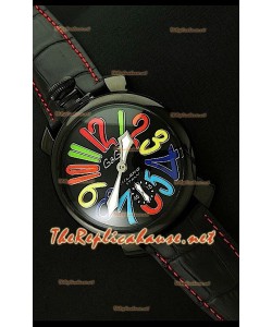 GaGa Milano Manuale Montre avec Boîtier PVD - 48 mm - Couleur d'Arc en ciel 