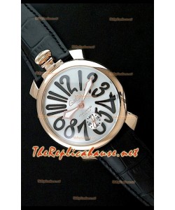 GaGa Milano Manuale Montre avec Boîtier Or Rose - Chiffres en Noir