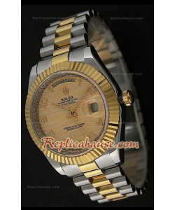 Rolex Replica Day Date Two Tone Japanese Montre avec Cadran Or