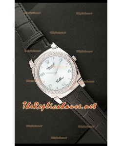 Rolex Cellini Japanese Quartz Replica Lunette de Diamants Face Lilas