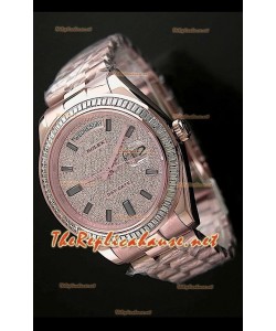 Rolex Day Date II Swiss Montre - 41 mm avec Lunette de Diamants Carrés et Or Rose 