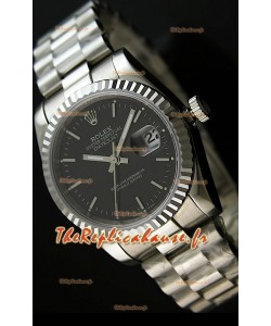 Rolex Imitation Datejust Montre Japonaise pour Homme avec Cadran Noir - 41MM