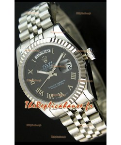 Rolex Imitation Datejust Montre Japonaise pour Homme avec Cadran Noir - 41MM