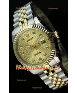 Rolex Imitation Datejust Montre Japonaise pour Homme avec Cadran Or - 41MM