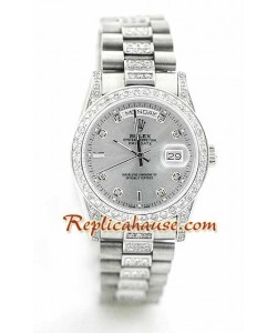 Rolex Replique Day Date Silver - Diamond