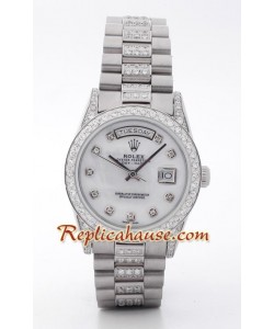 Rolex Replique Day Date Silver - Diamond