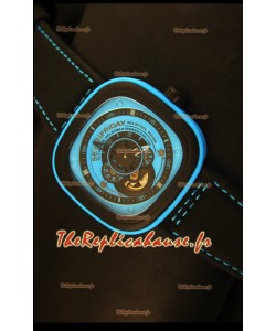 SevenFriday P-32 noire et bleue avec mouvement Miyota 82S7 original - Qualité miroir 1:1