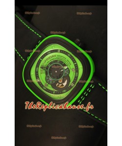 SevenFriday P-32 noire et verte avec mouvement Miyota 82S7 original - Qualité miroir 1:1