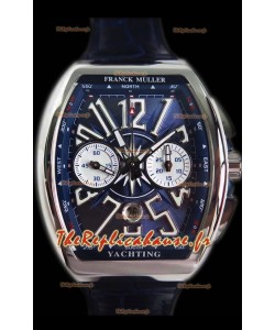 Franck Muller Vanguard montre suisse chronographe en acier 904L cadran bleu 