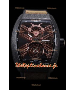 Franck Muller Vanguard Skeleton Tourbillon montre réplique suisse carbone noir