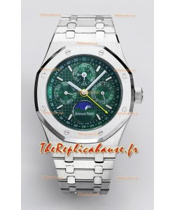 Audemars Piguet Quantième Perpétuel Royal Oak Réplique Suisse 904L Acier - Cadran Vert 
