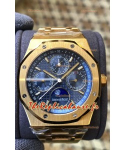 Audemars Piguet Royal Oak Calendrier Perpétuel Réplique Suisse Acier 904L dans un boîtier en or jaune