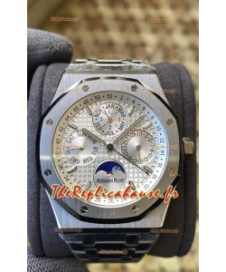 Audemars Piguet Royal Oak Quantième Perpétuel Réplique Suisse 904L Acier en Acier Cadran Blanc 