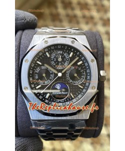 Audemars Piguet Royal Oak Quantième Perpétuel Réplique Suisse 904L Acier cadran noir 