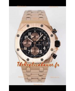 Audemars Piguet Royal Oak Offshore Chronographe cadran noir Montre réplique miroir 1:1 - Or rose 